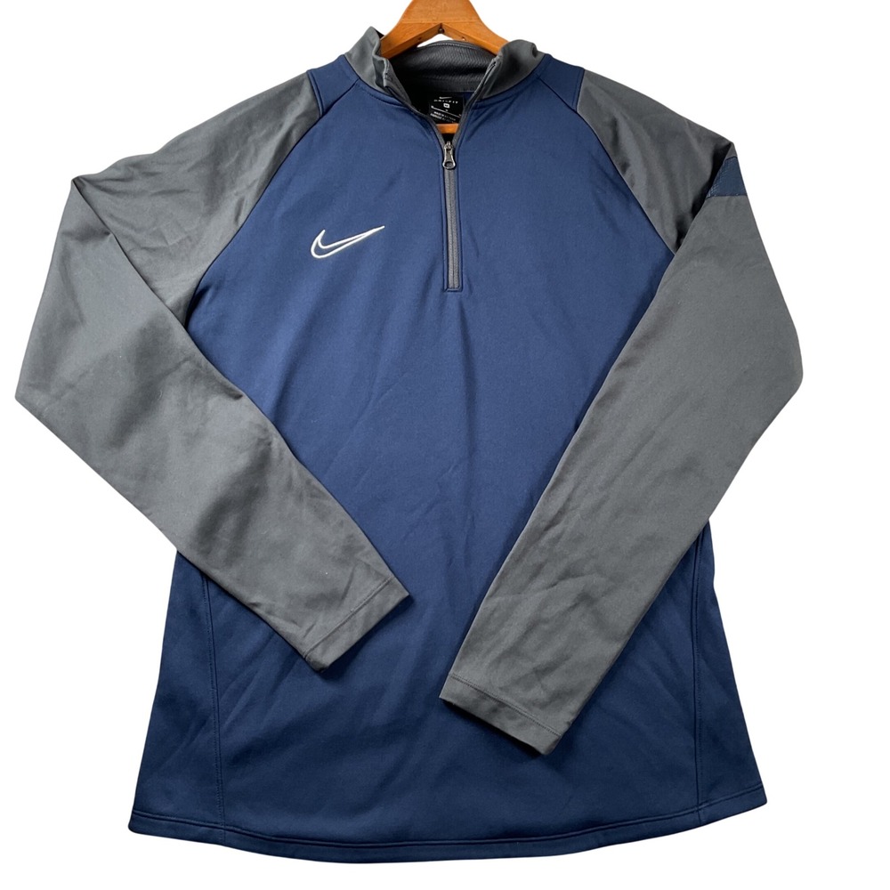 Nike Quarter Zip Pullover Mens Medium Navy Gray Dri-FIT Long Sleeve Activewear